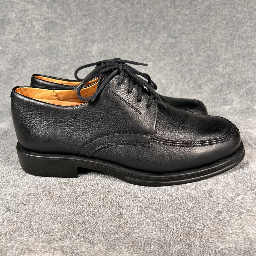 Sandro Moscoloni Derby Oxford Dress Shoes Black Pebbled Leather Moc Toe Mens 8 D